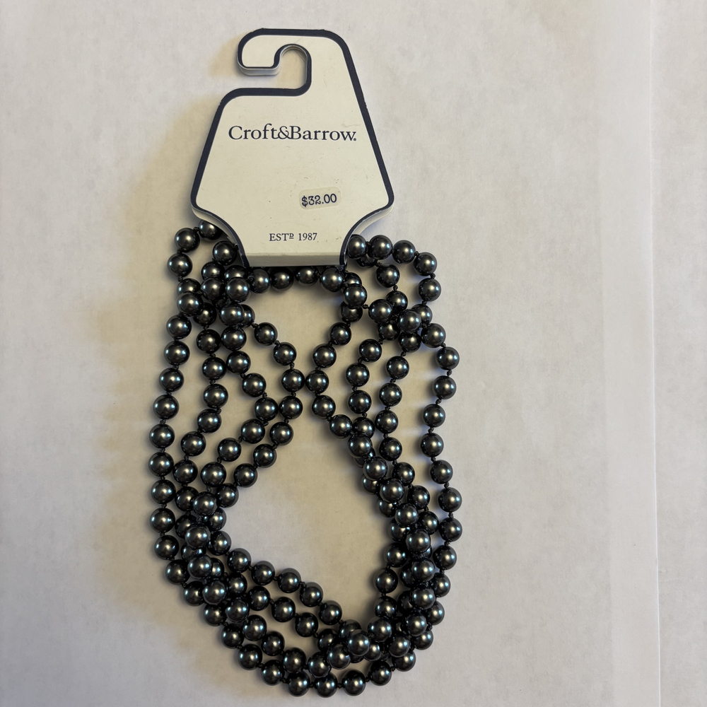 Croft & Barrow Gunmetal Black Faux Pearl Multicolor Strand Layered Necklace NWT